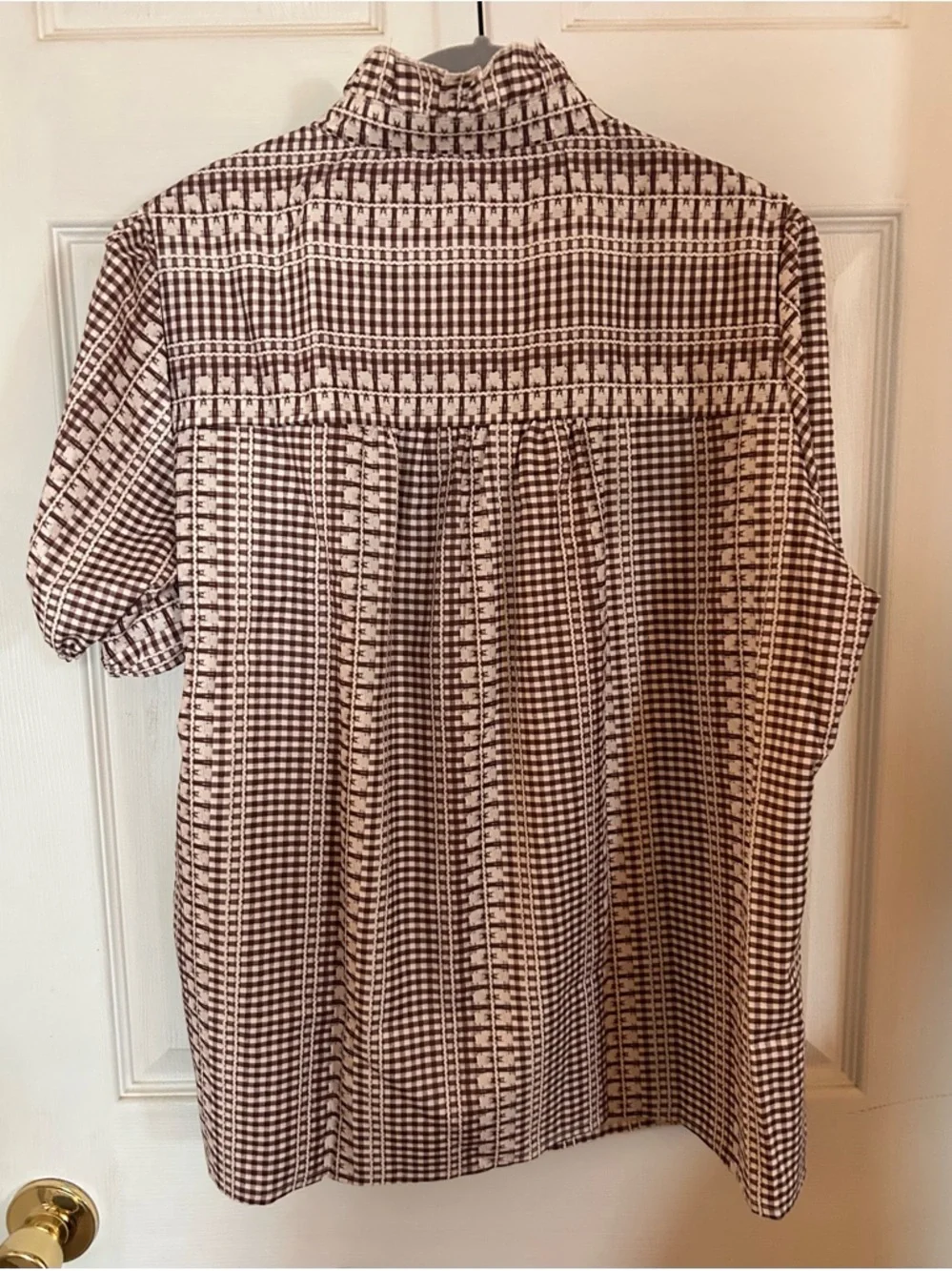 Western Horse Yoke Blouse in Brown and Light Blue - Picture 7 of 7
